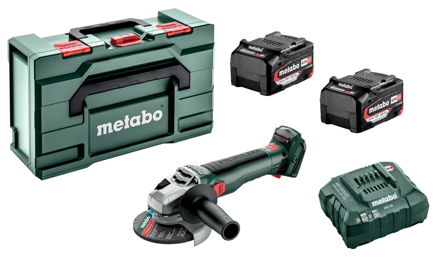 Metabo W 18 LT BL 11-125 18V Li-Ion Accu Haakse Slijper Set (2x Li-Power 4.0Ah) In MetaBox 1 Metabo W 18 LT BL 11-125 18V Li-Ion Accu Haakse Slijper Set (2x Li-Power 4.0Ah) In MetaBox